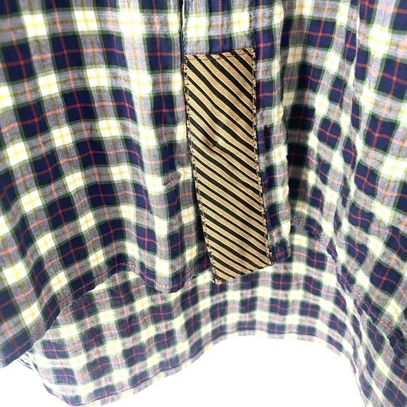 BILLY REID Men’s L Shirt Plaid Seersucker Cotton Long Sleeve Button Up Navy/ Red - Picture 4 of 7